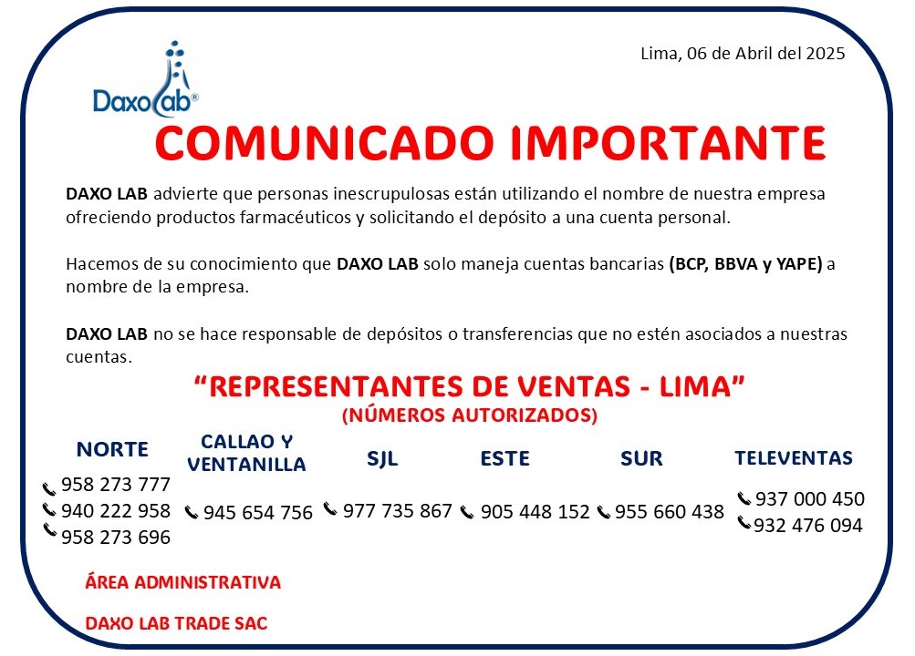 Comunicado DAXO LAB